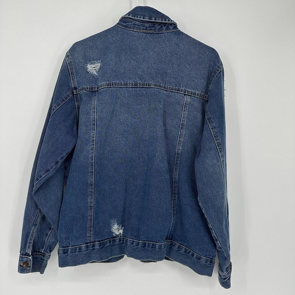 Roebuck & Co Jacket Mens XL Distressed Denim Jean Trucker Button Up Vintage y2K - Picture 11 of 12